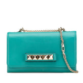 ヴァレンティノ ロックスタッズ ショルダーバッグ グリーン ゴールド レザー レディース VALENTINO 【中古】
